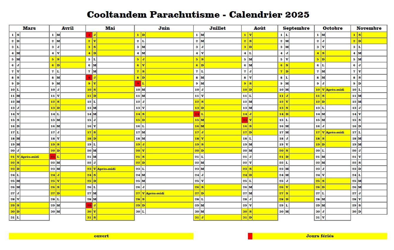 Calendrier cooltandem 2025